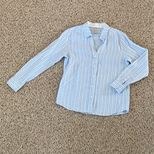 Tommy Bahama Blue and White Striped Linen Shirt